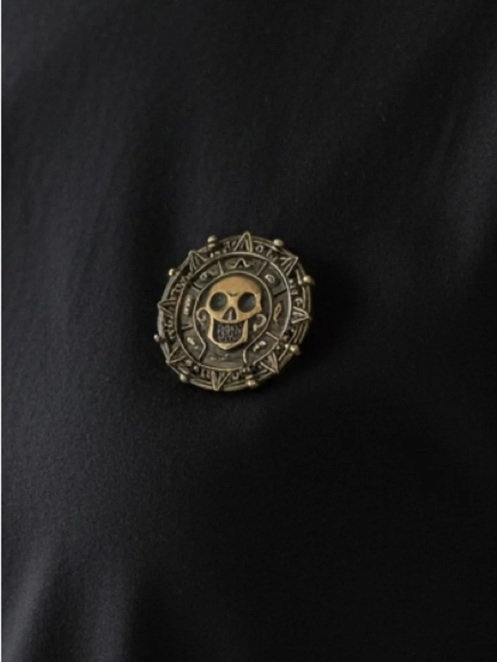 10/3 Disney Brass Skull Compass Lapel Pin - Antique Gold Tone
